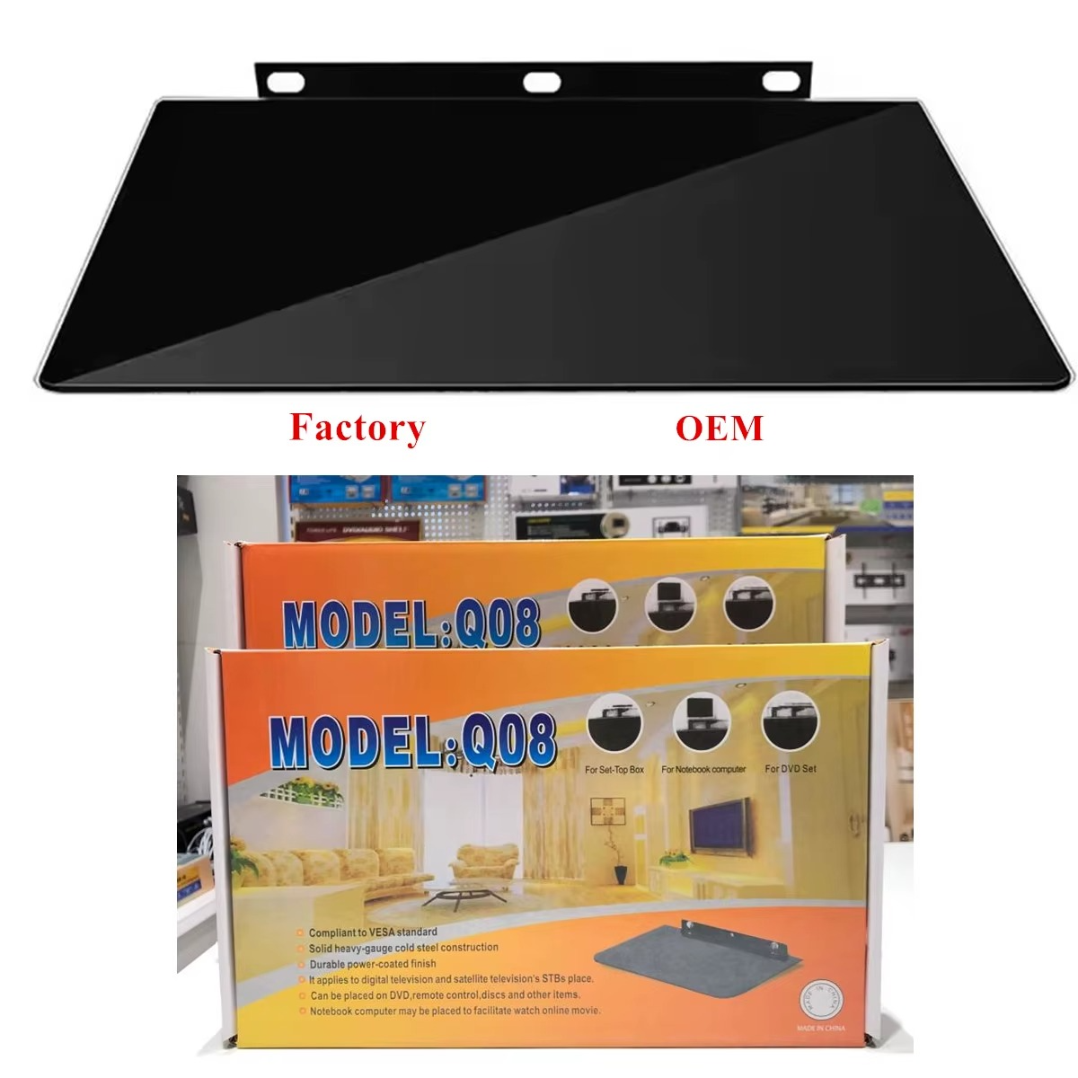 Étagère Murale DVD Q08 – Support Décodeur & TV – Prix d’usine